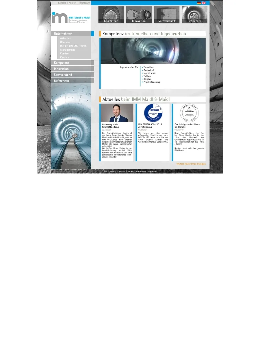 Alte Website von IMM Maidl & Maidl Beratende Ingenieure GmbH & Co. KG