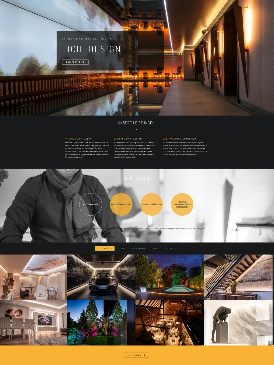 Alte Website von Moreno Licht mit Effekt