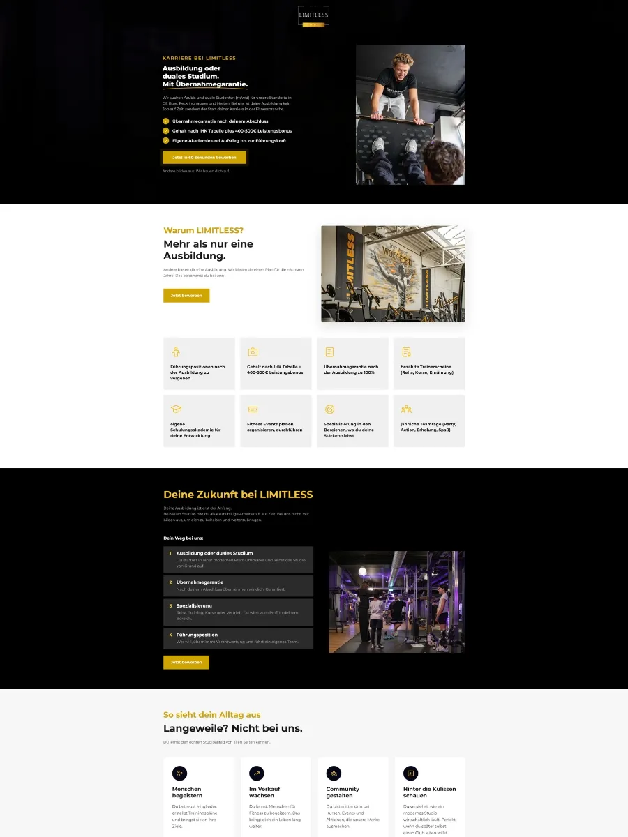 Website von Limitless Recruiting Funnel
