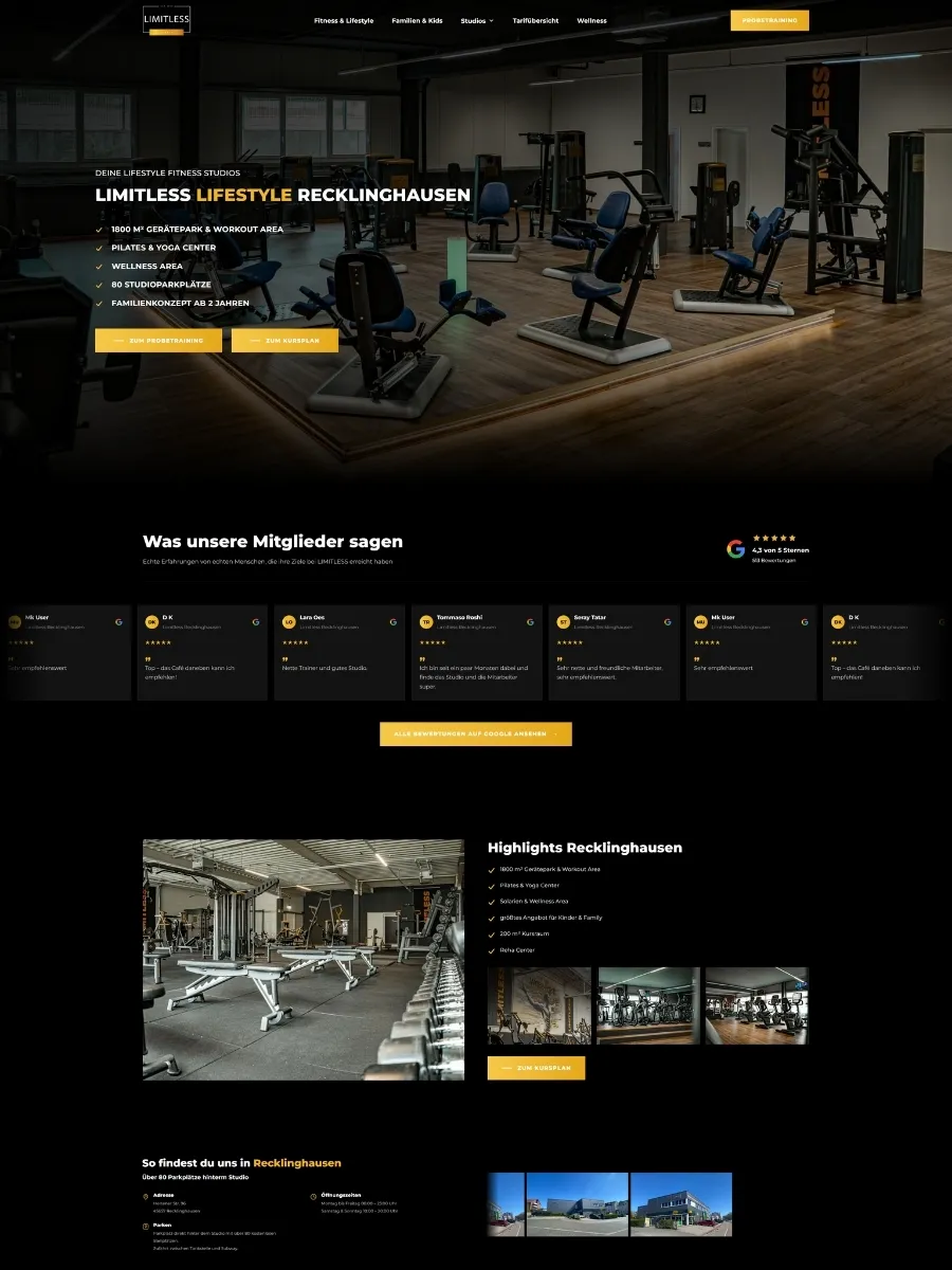 Website von Limitless Recklinghausen