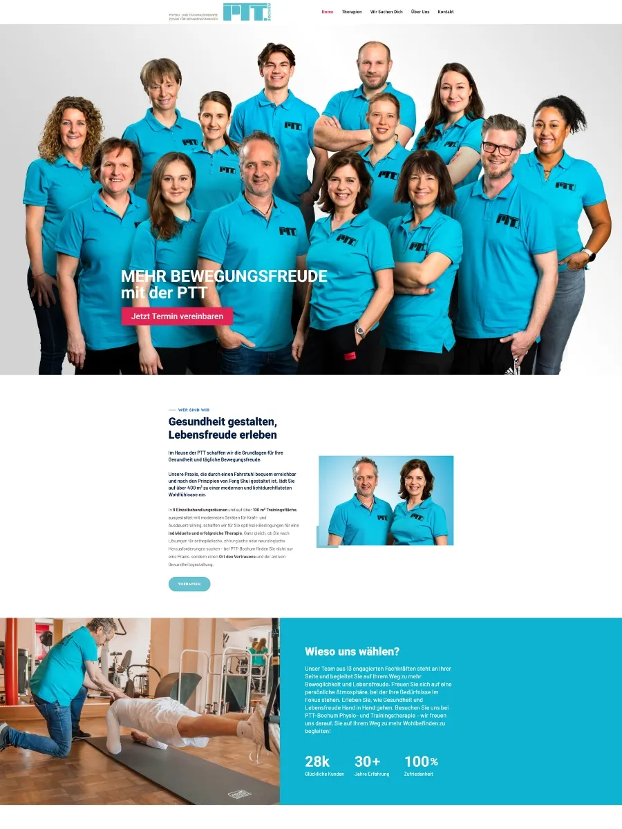 Website von PTT Physio